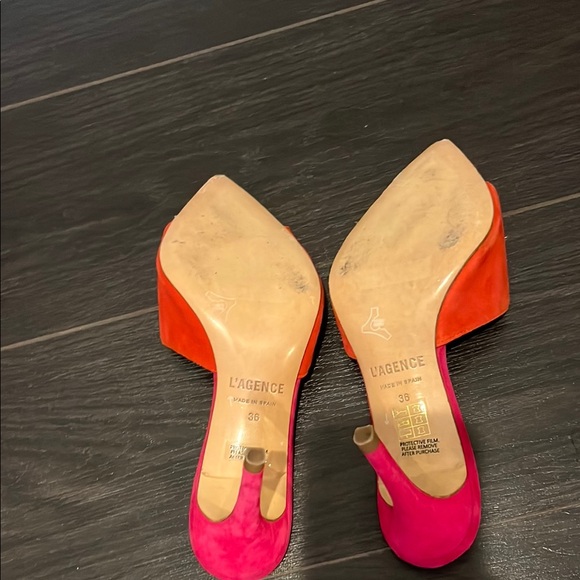 L'AGENCE Pink and Orange Mules with Color-Block Design - Picture 4 of 4